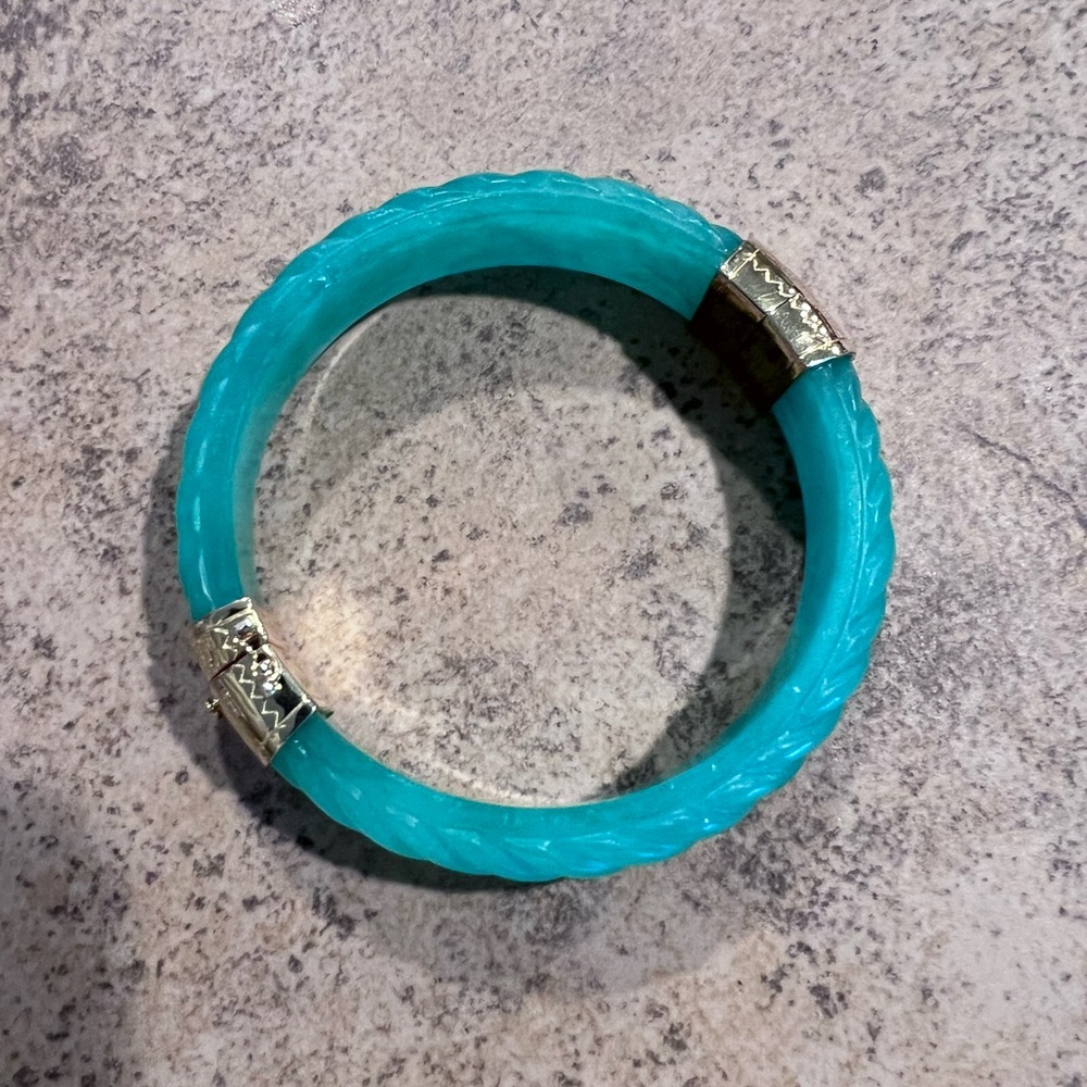 Jade Bangle Bracelet with Gold Accents